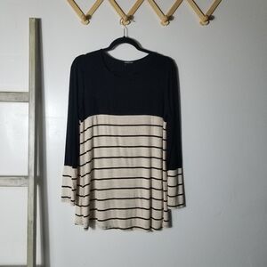 HEIMISH USA WOMEN'S BLACK AND CREAM TUNIC BLOUSE SIZE MEDIUM